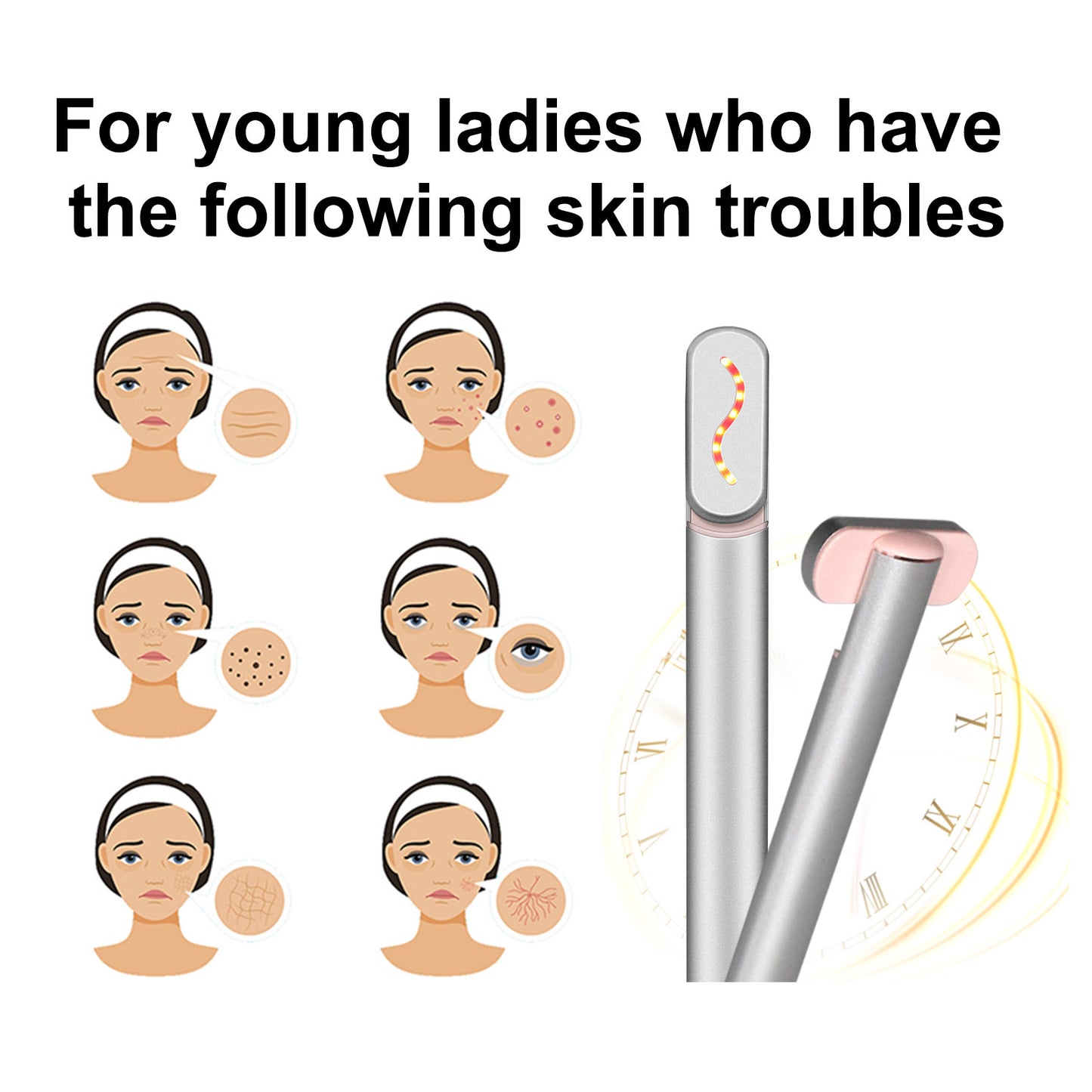 Red LED light therapy & EMS face eye facial wand