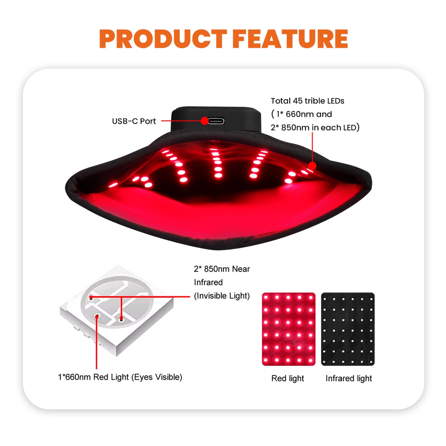 Red Light Therapy LED Near Infrared Light Therapy Wrap For Hand Fingers red light Glove