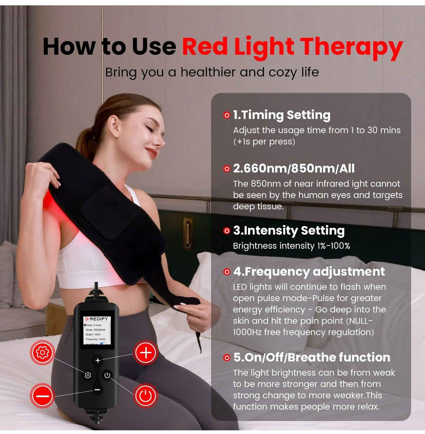 Dual-Wavelength LED Therapy Belt – Full-Color Display (660 nm & 850 nm)