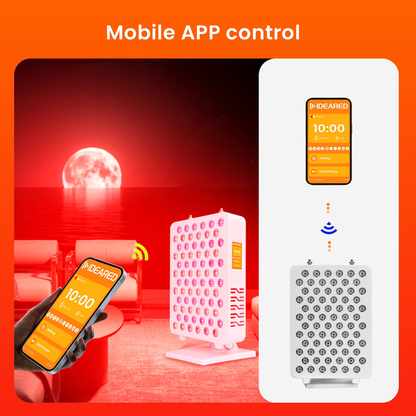 Redipy Red Light Device, 8 in 1 Red Light Panel with 72 Pcs Dual Chips LEDs, Mobile App, Remote, Toucch Screen Control, Timer, Hanging Kit & Adjustable Stand for Home Office & Gym.